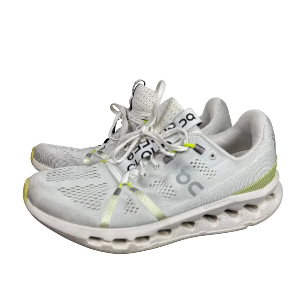 On Cloudsurfer Women White Lime Green Running Shoes Sneakers 3WD10440248 Sz 9.5